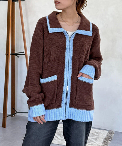 同色系花紋提花開衫