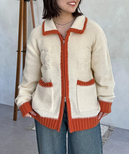 同色系花紋提花開衫