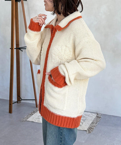 同色系花紋提花開衫