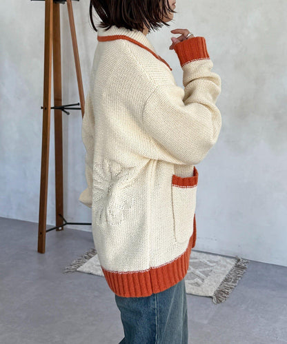 同色系花紋提花開衫