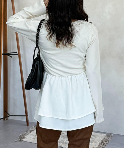 拼色疊穿風長袖T恤