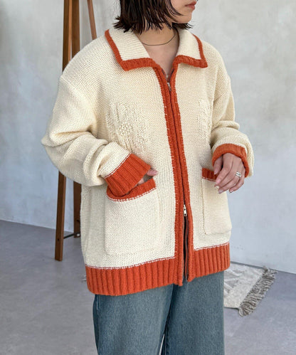 同色系花紋提花開衫