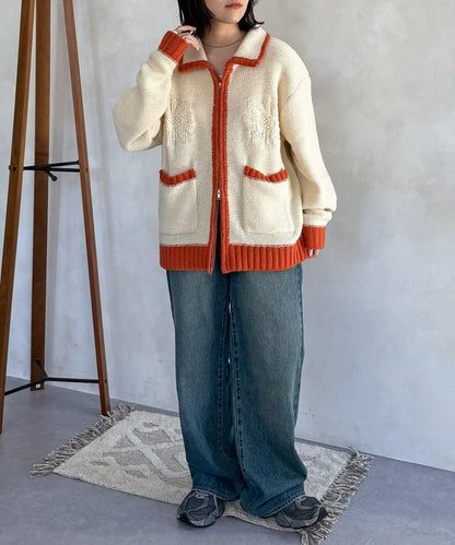 同色系花紋提花開衫