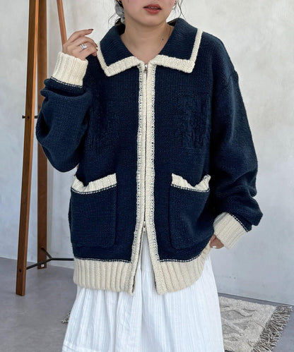 同色系花紋提花開衫