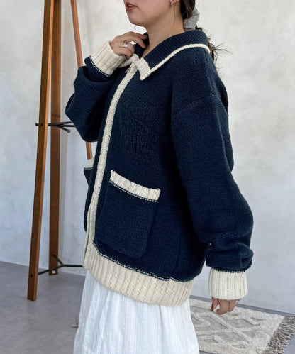 同色系花紋提花開衫