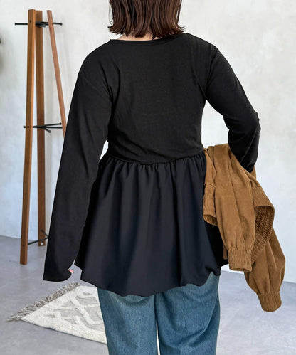 拼色疊穿風長袖T恤