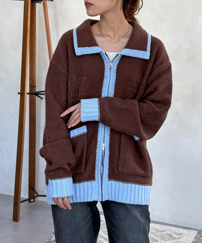 同色系花紋提花開衫