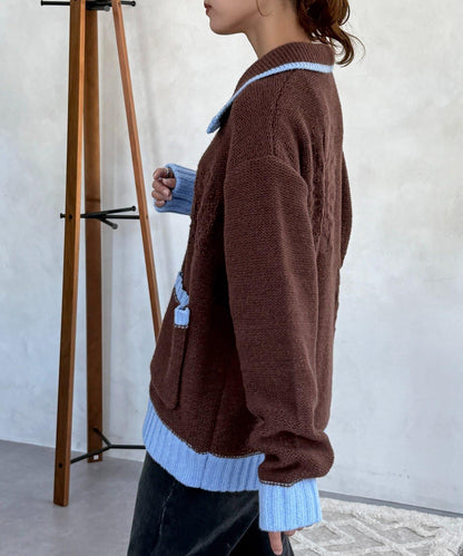 同色系花紋提花開衫