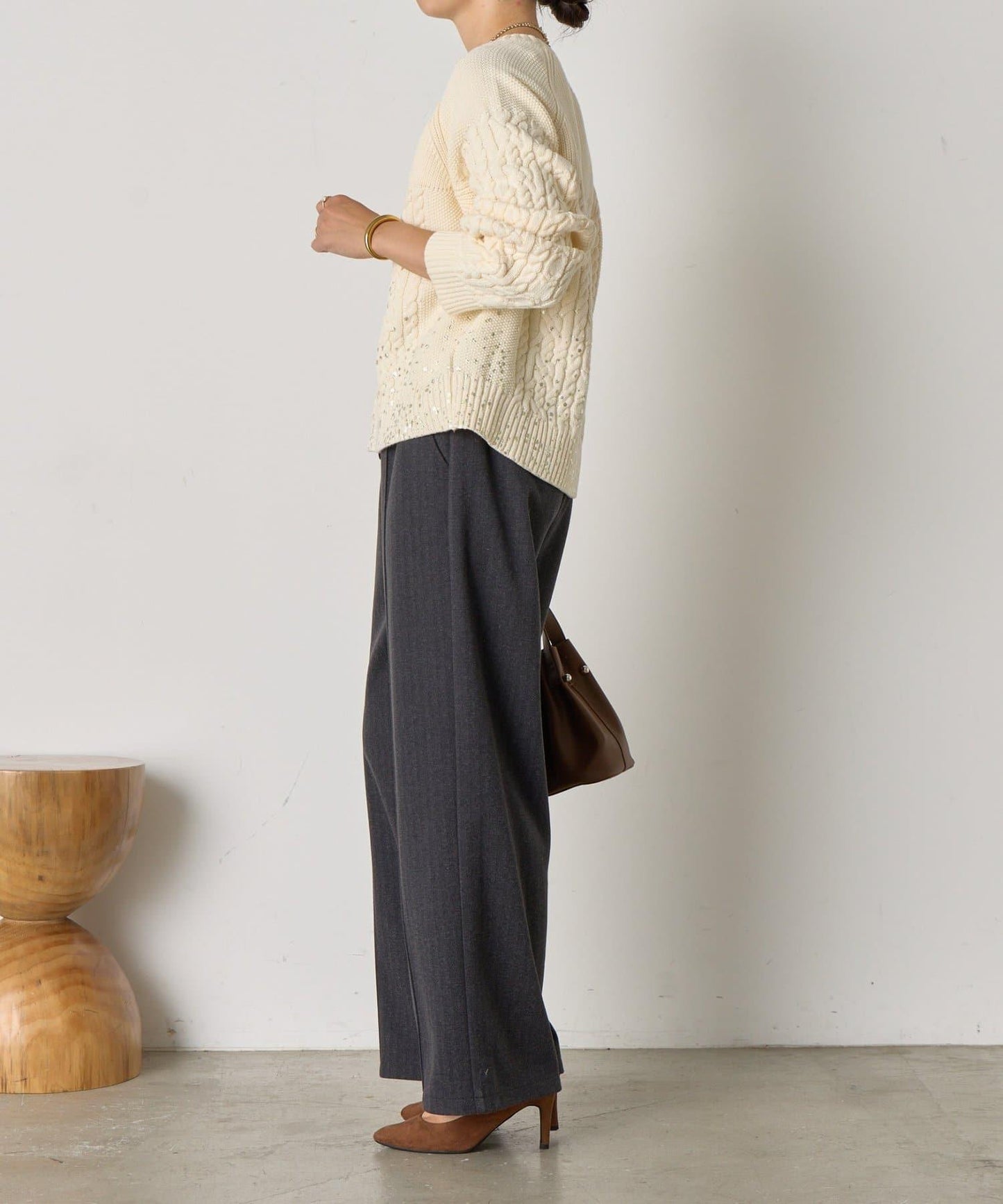 金箔印花麻花針織衫