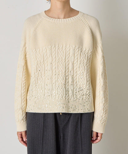 金箔印花麻花針織衫