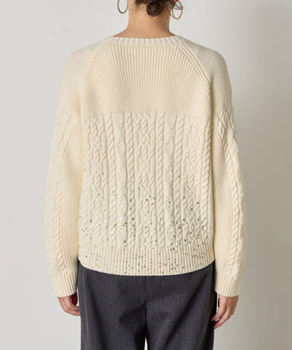 金箔印花麻花針織衫