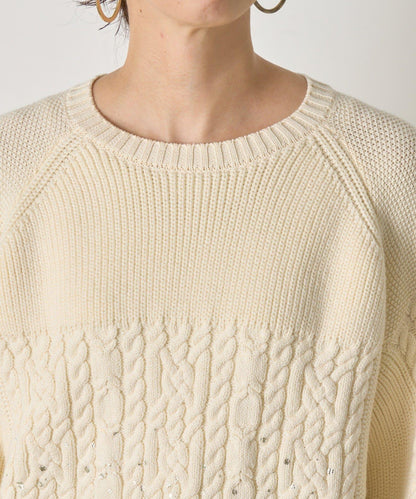 金箔印花麻花針織衫