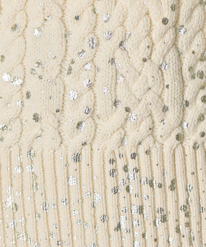 金箔印花麻花針織衫