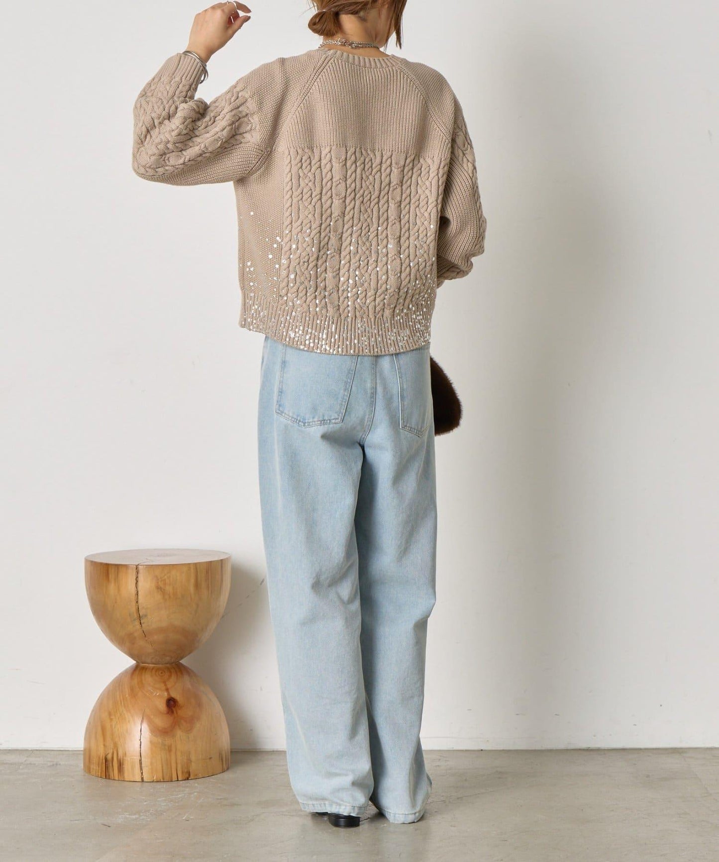 金箔印花麻花針織衫