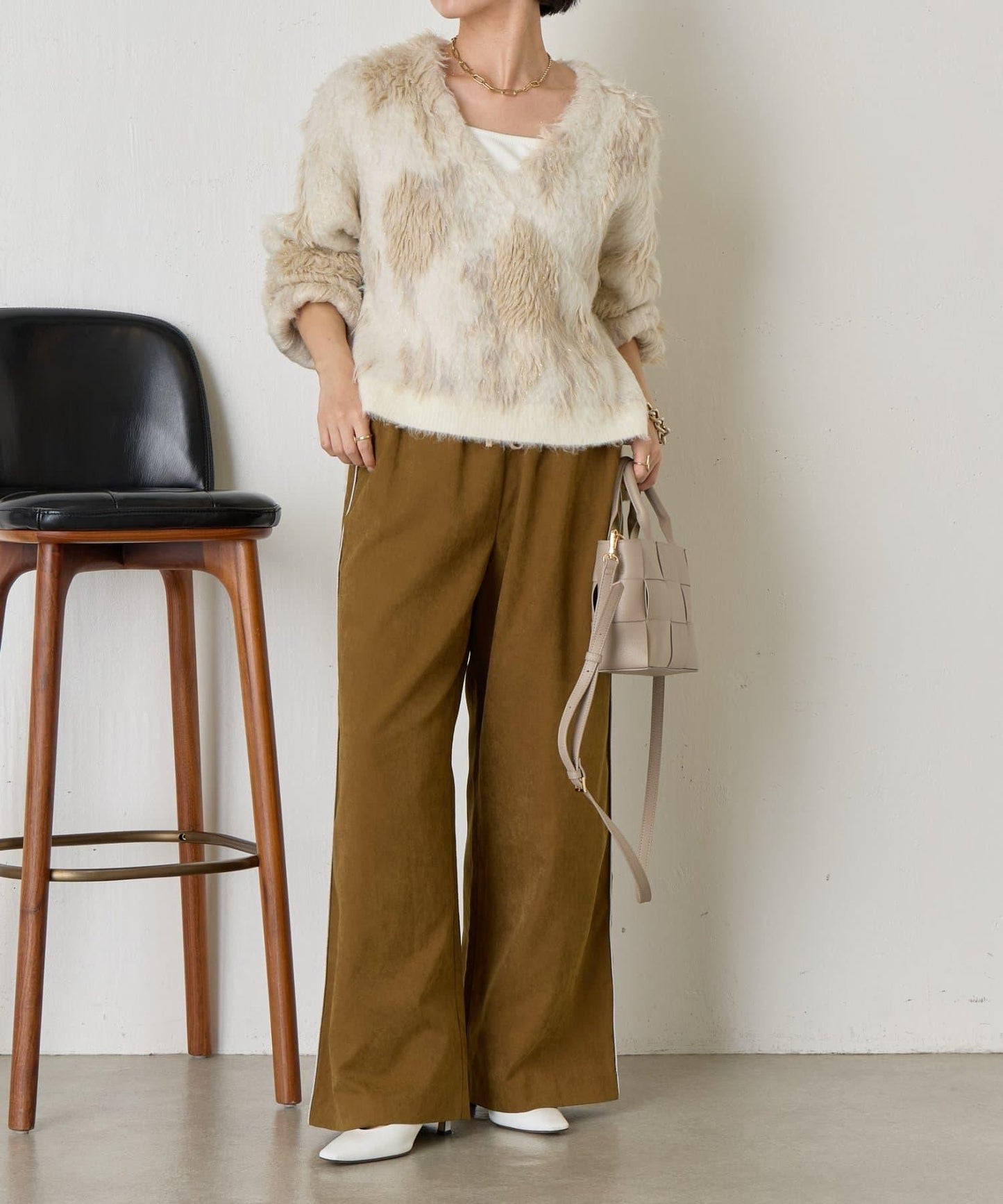 大理石紋亮片長毛針織衫