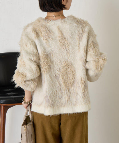 大理石紋亮片長毛針織衫