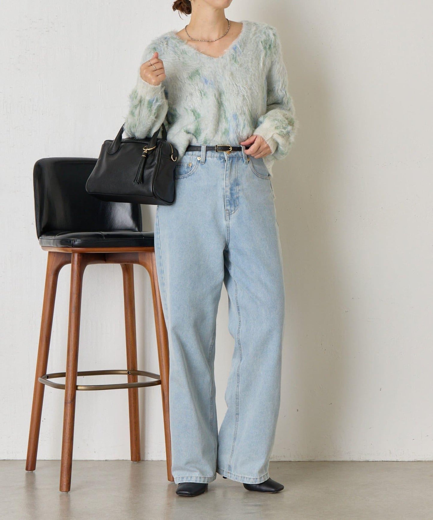 大理石紋亮片長毛針織衫