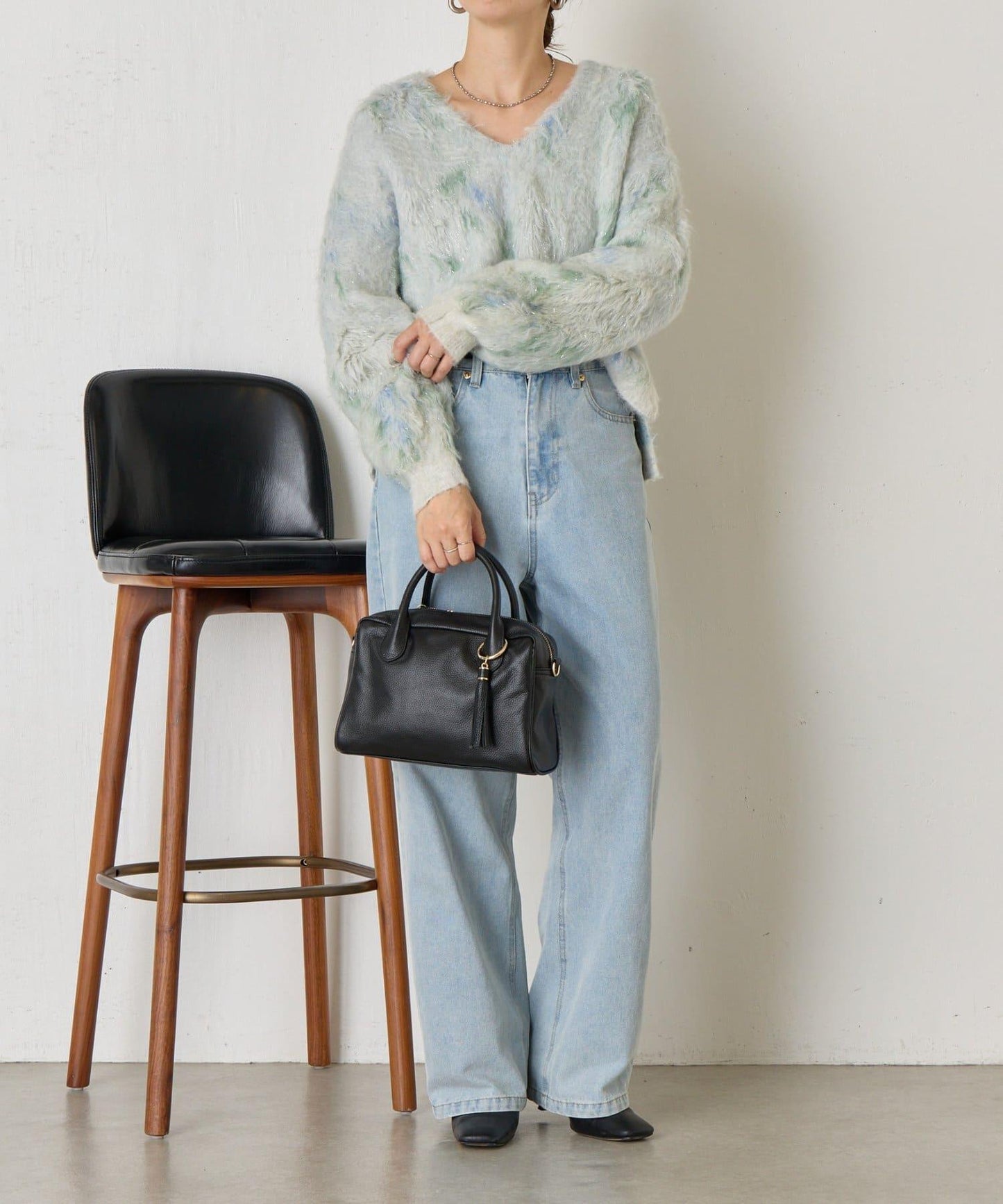 大理石紋亮片長毛針織衫