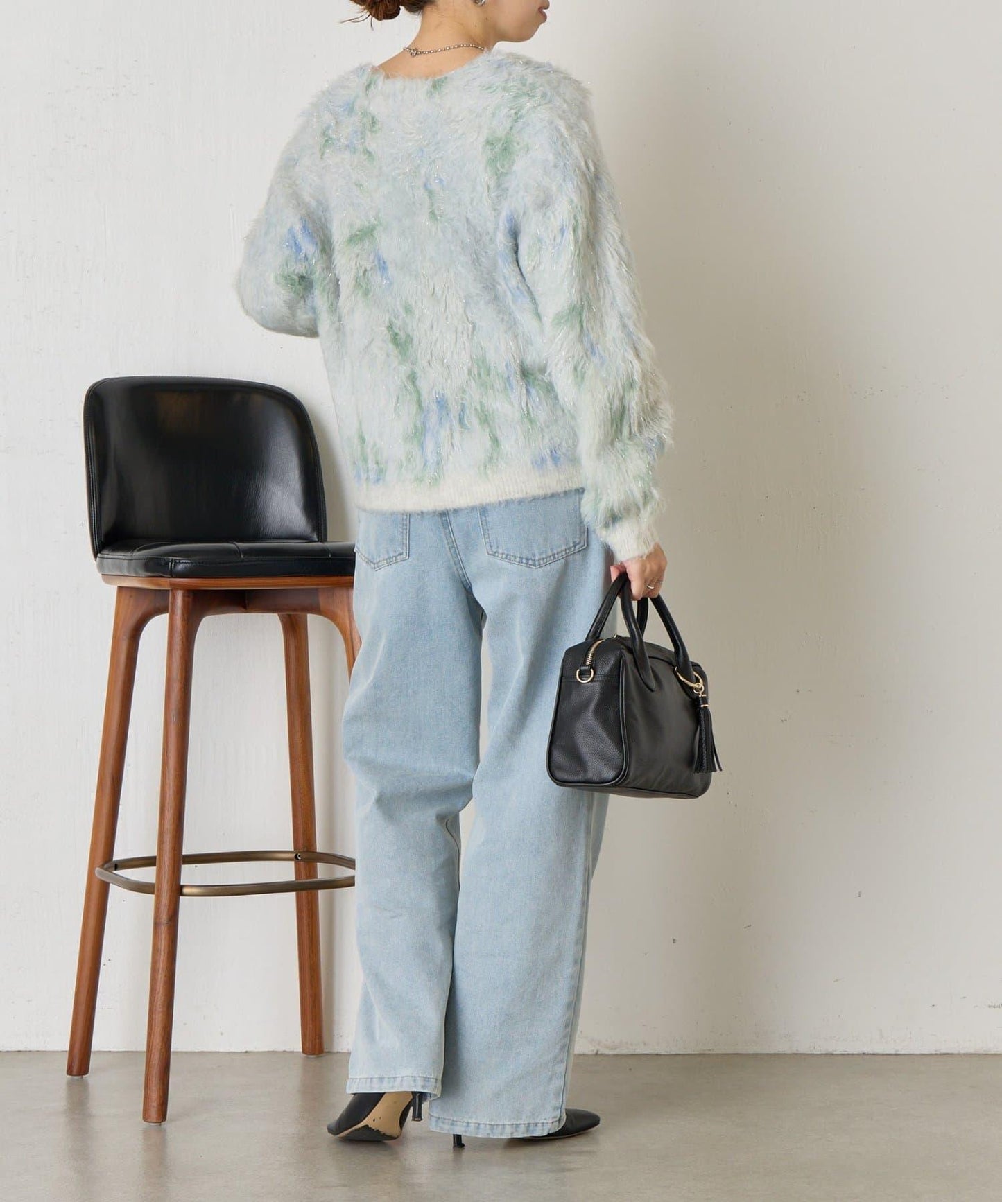 大理石紋亮片長毛針織衫