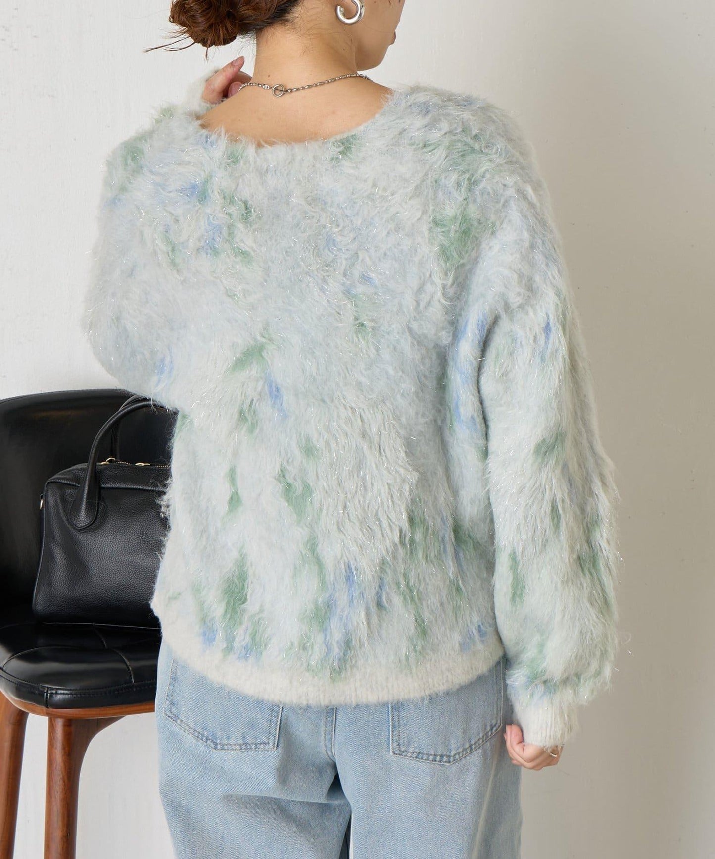 大理石紋亮片長毛針織衫