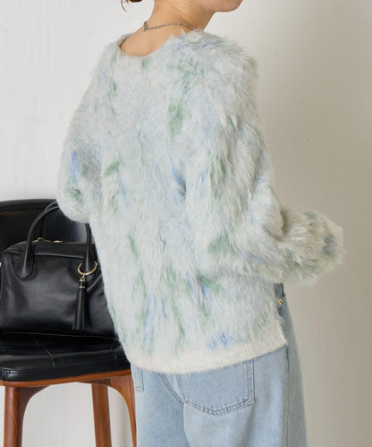 大理石紋亮片長毛針織衫