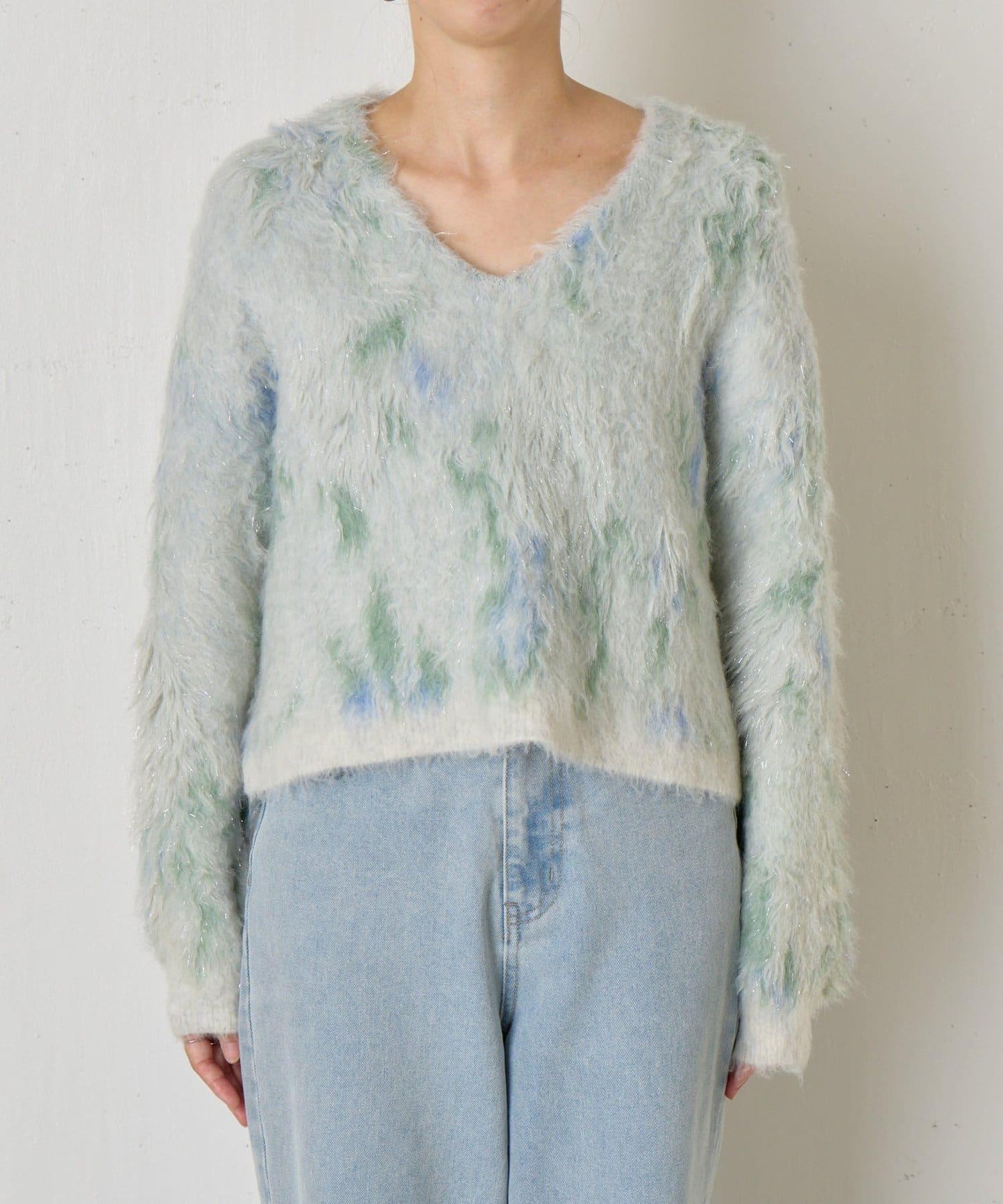 大理石紋亮片長毛針織衫