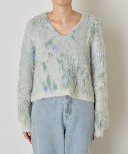 大理石紋亮片長毛針織衫