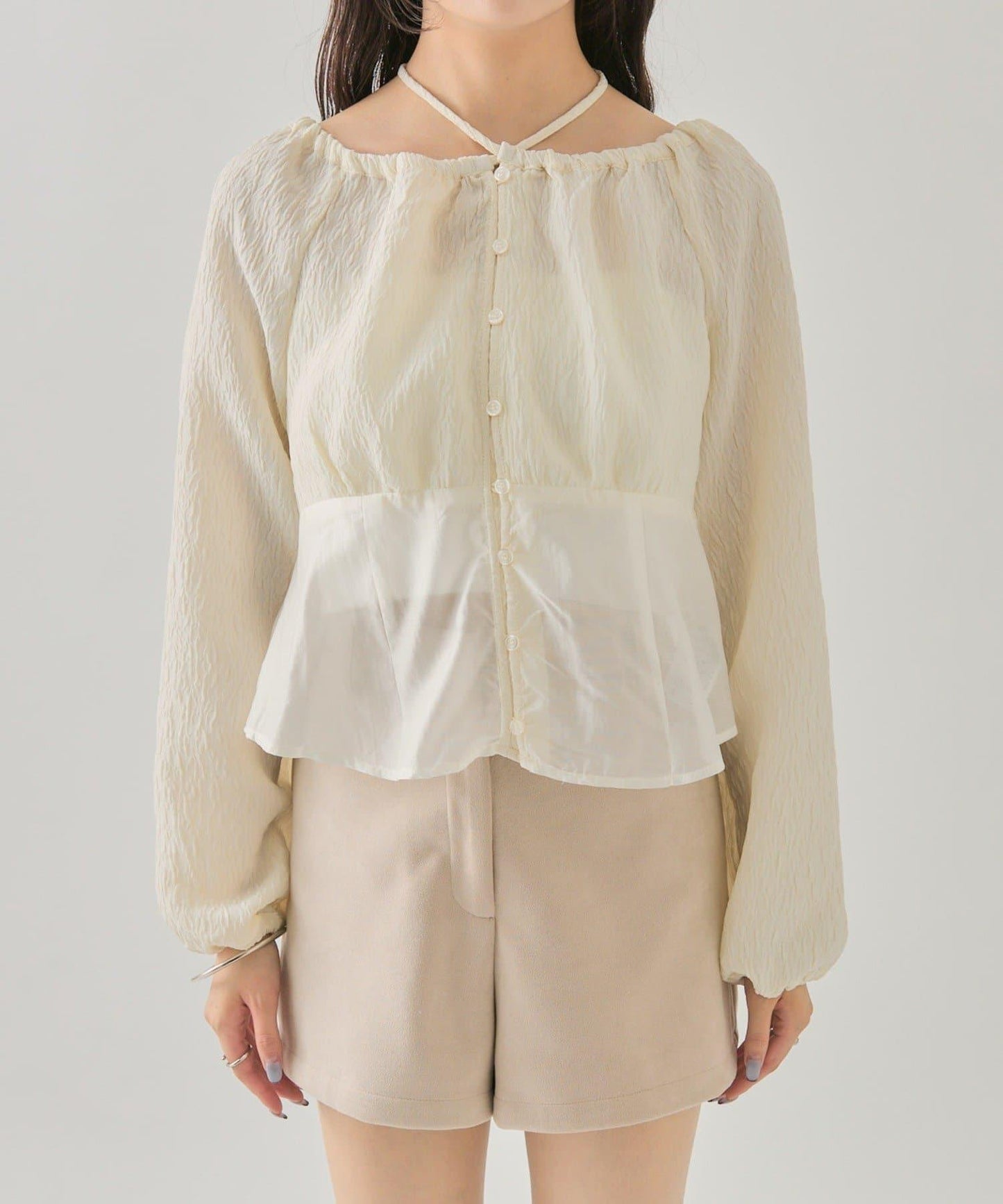 mystic 透視束身設計襯衫