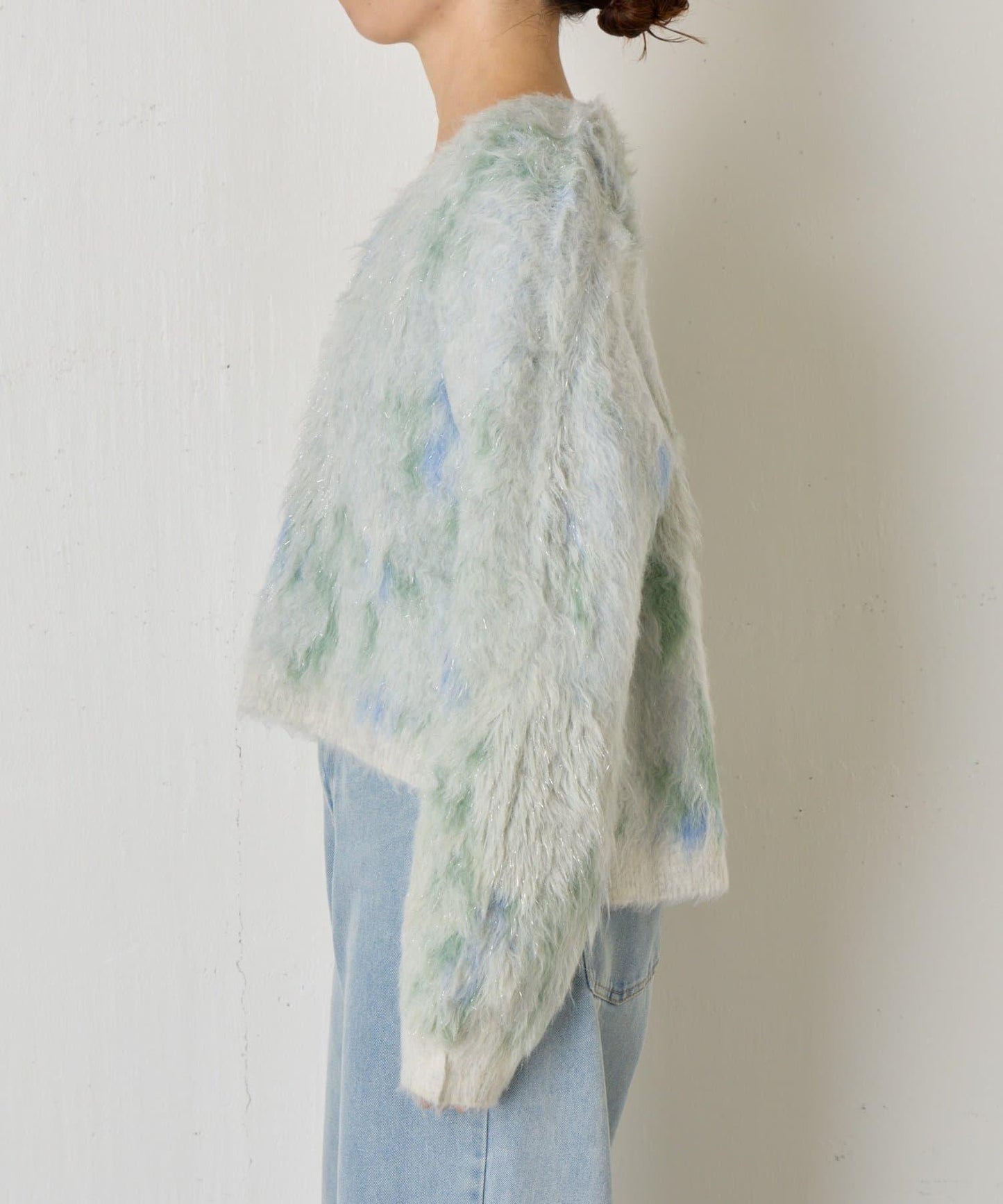 大理石紋亮片長毛針織衫