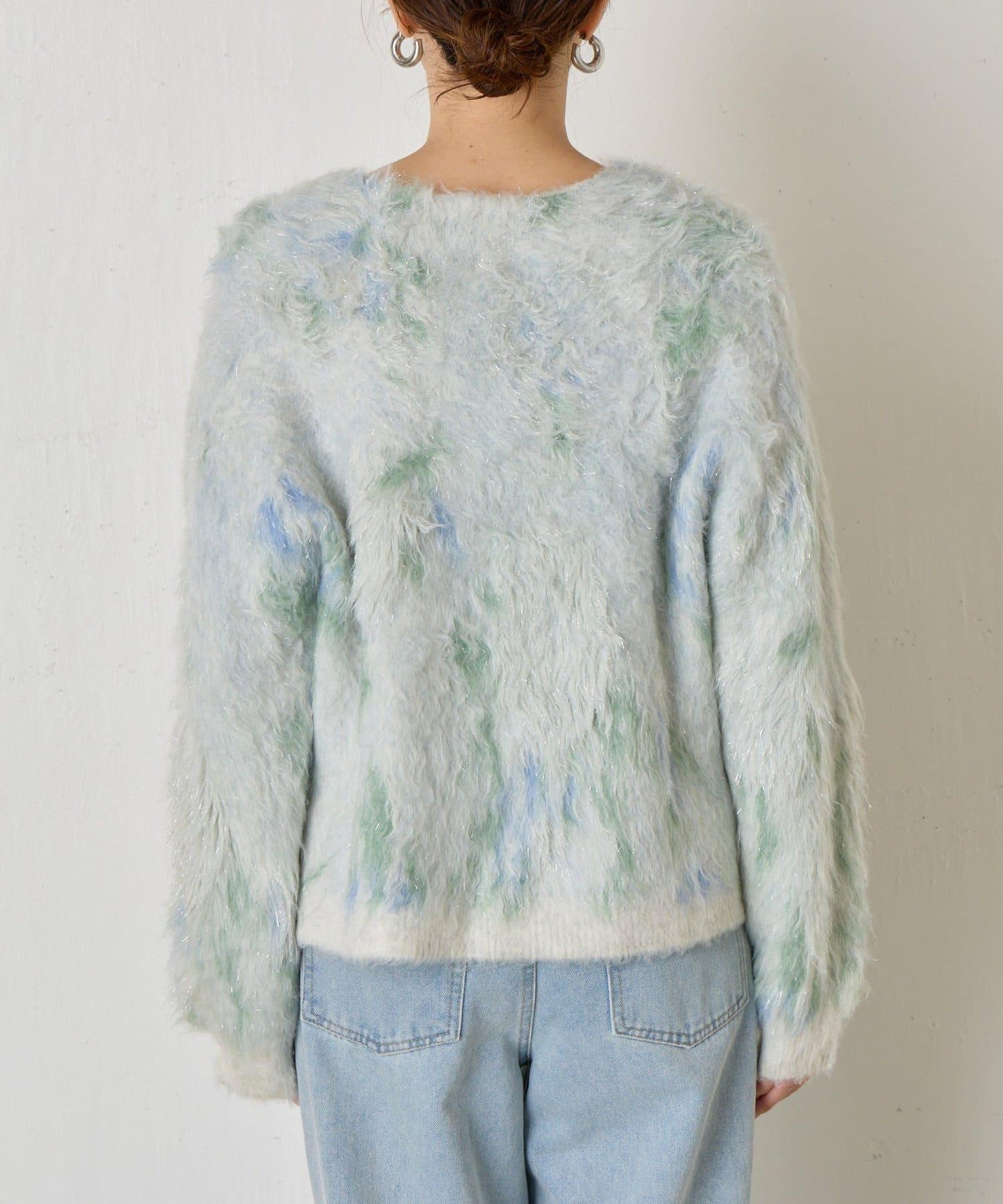 大理石紋亮片長毛針織衫