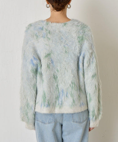 大理石紋亮片長毛針織衫