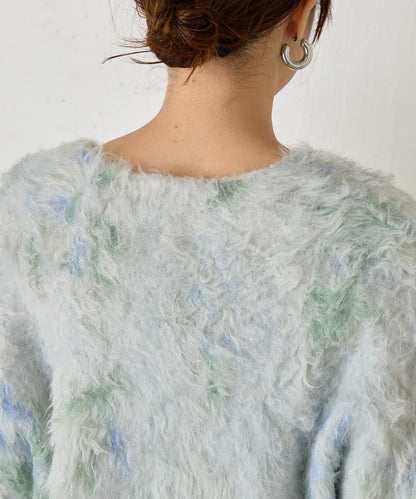 大理石紋亮片長毛針織衫