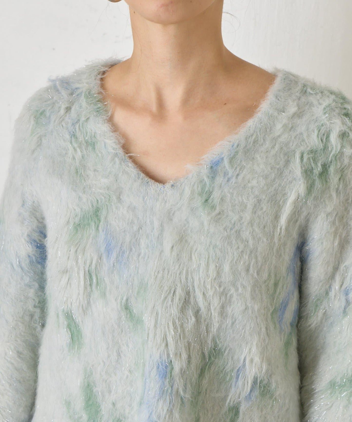 大理石紋亮片長毛針織衫