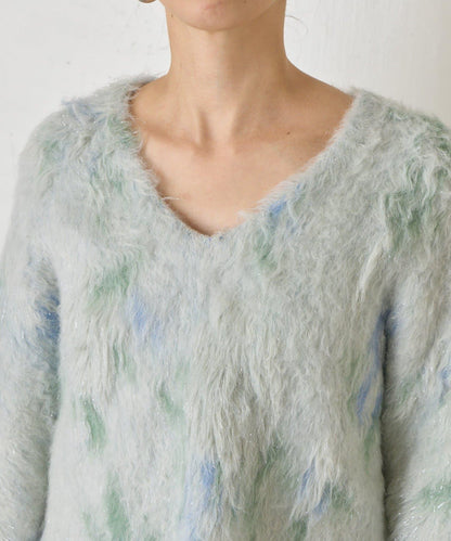 大理石紋亮片長毛針織衫