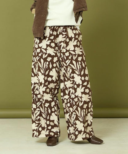 黑白刺繡休閒褲