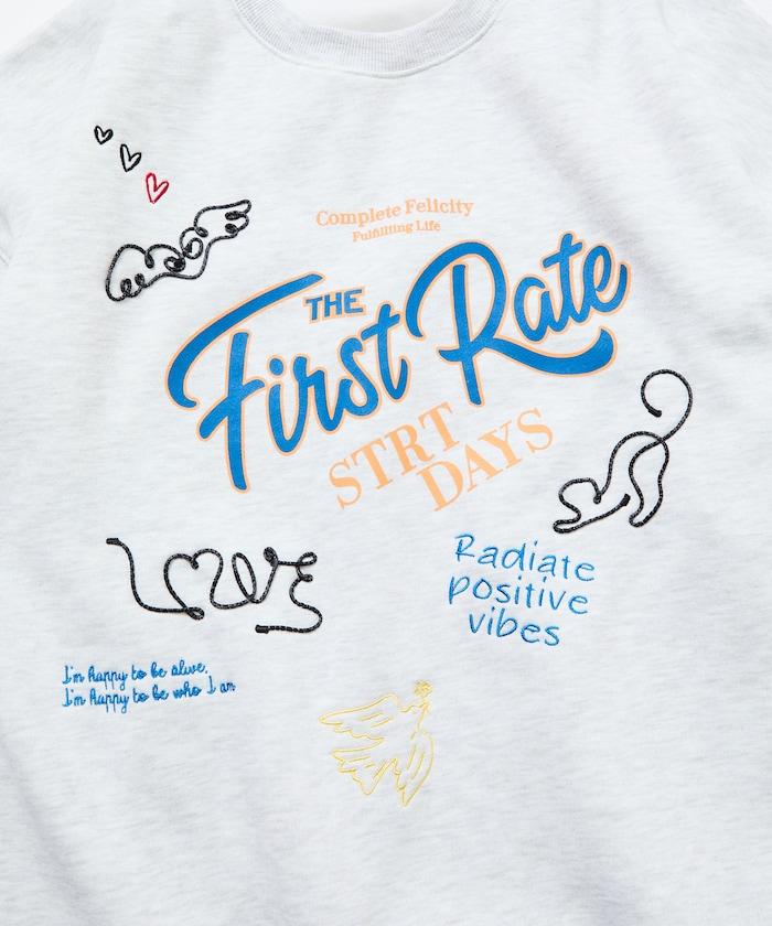 寬鬆版型 繩繡設計 印花 圓領衛衣 / First Rate