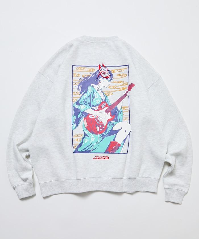 寬鬆版型 刺繡 後背印花 圓領衛衣 /休日少女