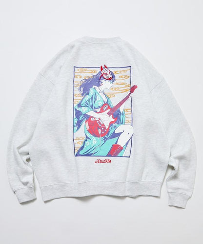 寬鬆版型 刺繡 後背印花 圓領衛衣 /休日少女