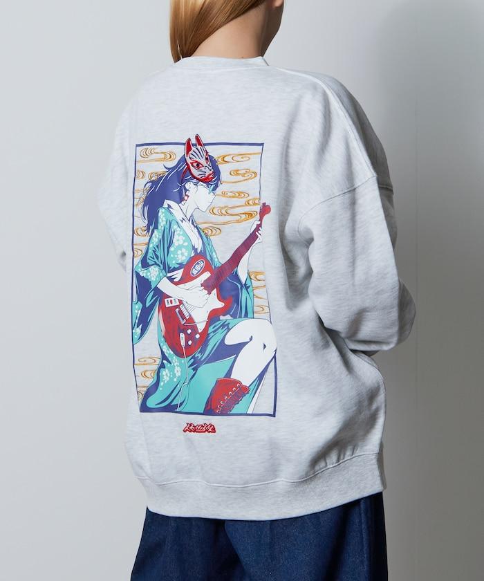 寬鬆版型 刺繡 後背印花 圓領衛衣 /休日少女