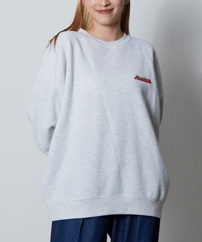 寬鬆版型 刺繡 後背印花 圓領衛衣 /休日少女