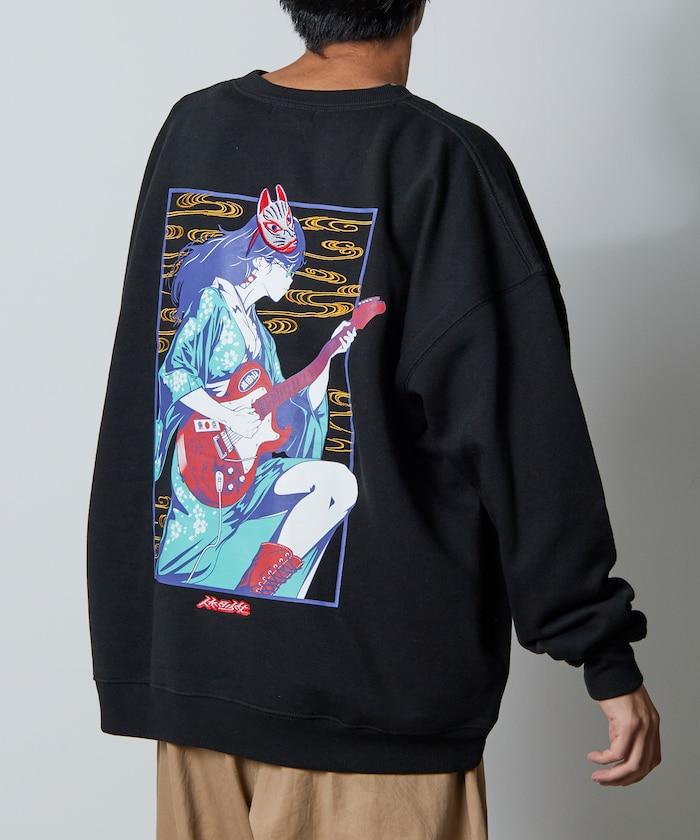 寬鬆版型 刺繡 後背印花 圓領衛衣 /休日少女