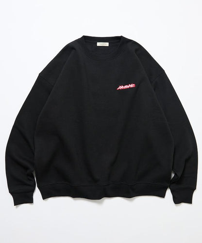 寬鬆版型 刺繡 後背印花 圓領衛衣 /休日少女