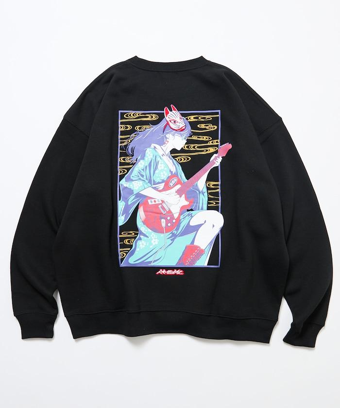 寬鬆版型 刺繡 後背印花 圓領衛衣 /休日少女