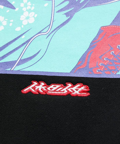 寬鬆版型 刺繡 後背印花 圓領衛衣 /休日少女