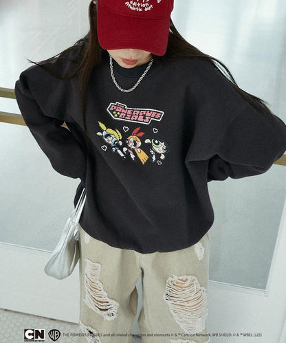 【THE POWERPUFF GIRLS】飛天小女警像素藝術圓領衛衣