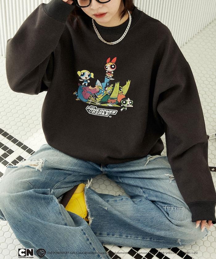 【THE POWERPUFF GIRLS】飛天小女警正面印花圓領衛衣