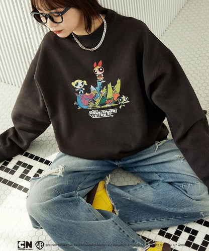 【THE POWERPUFF GIRLS】飛天小女警正面印花圓領衛衣