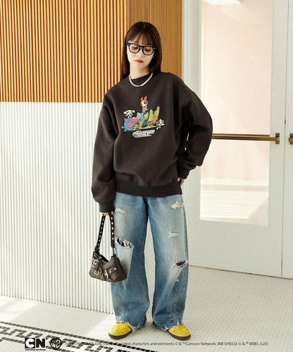 【THE POWERPUFF GIRLS】飛天小女警正面印花圓領衛衣