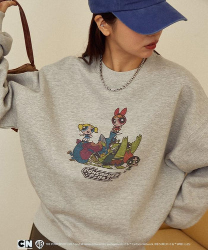 【THE POWERPUFF GIRLS】飛天小女警正面印花圓領衛衣