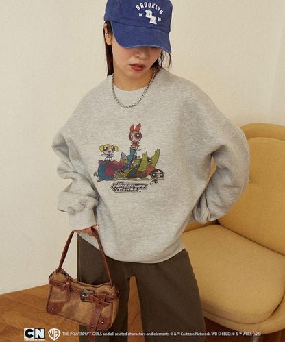 【THE POWERPUFF GIRLS】飛天小女警正面印花圓領衛衣